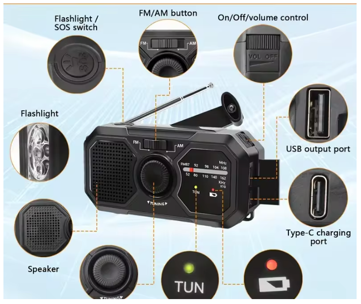 Radio Solaire Portable & Kit d’Urgence – Dynamo AM/FM avec Chargeur USB