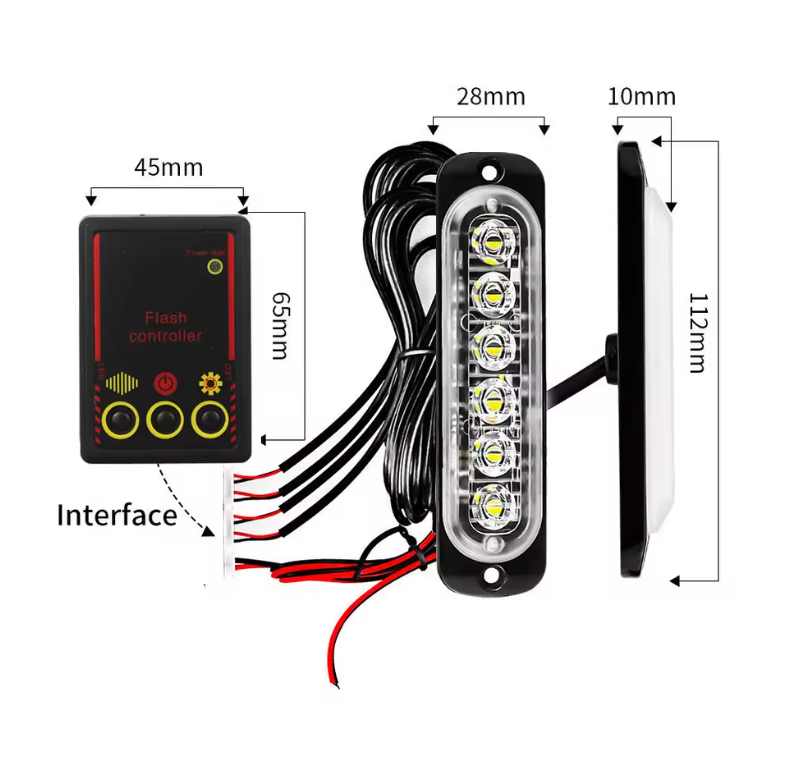 Éclairage de calandre de voiture 12V 24V, feux stroboscopiques d'urgence LED pour Police, balise Flash de pompier, lampe de signalisation jaune et blanche