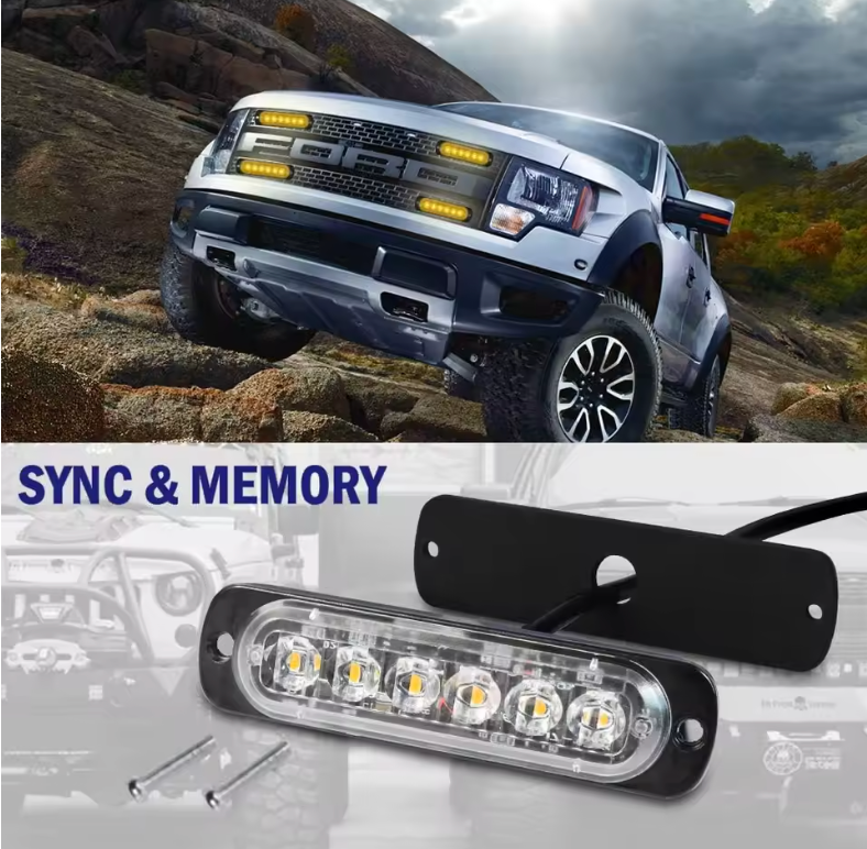Éclairage de calandre de voiture 12V 24V, feux stroboscopiques d'urgence LED pour Police, balise Flash de pompier, lampe de signalisation jaune et blanche