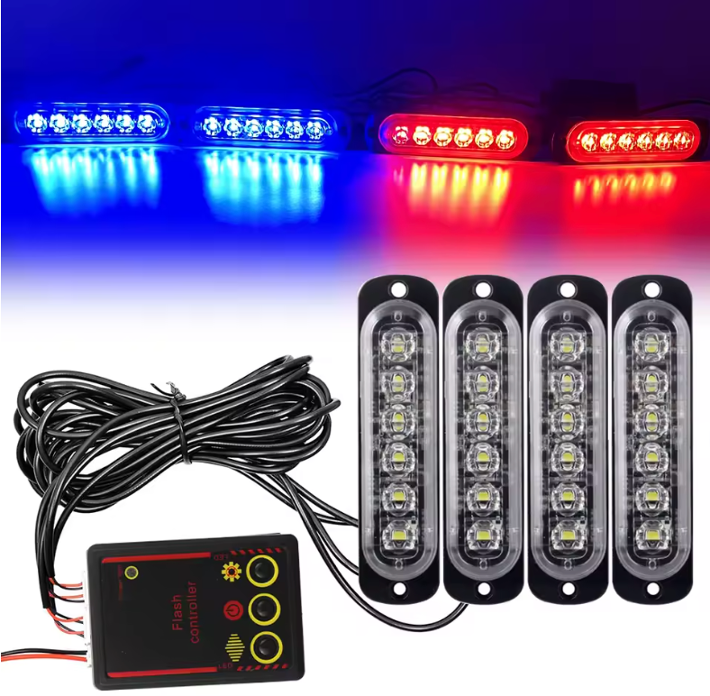 Éclairage de calandre de voiture 12V 24V, feux stroboscopiques d'urgence LED pour Police, balise Flash de pompier, lampe de signalisation jaune et blanche