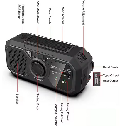 Radio Solaire Portable & Kit d’Urgence – Dynamo AM/FM avec Chargeur USB
