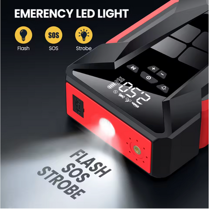 Démarreur de Voiture Multifonction 28000 mAh – Booster, Compresseur &amp; Powerbank