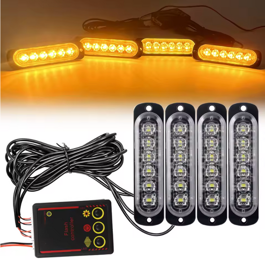 Éclairage de calandre de voiture 12V 24V, feux stroboscopiques d'urgence LED pour Police, balise Flash de pompier, lampe de signalisation jaune et blanche