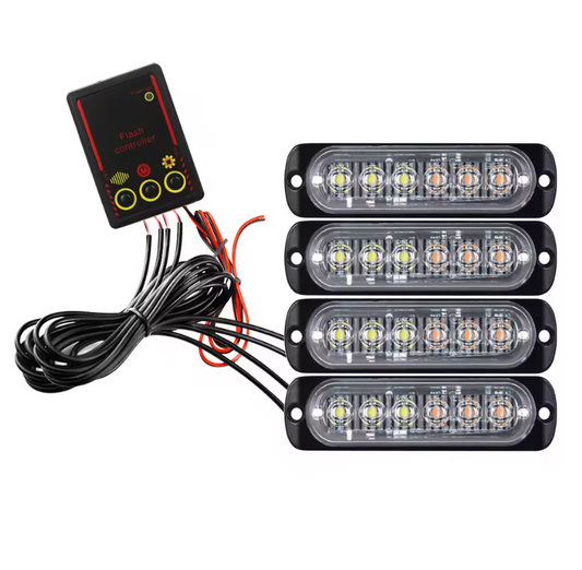Éclairage de calandre de voiture 12V 24V, feux stroboscopiques d'urgence LED pour Police, balise Flash de pompier, lampe de signalisation jaune et blanche